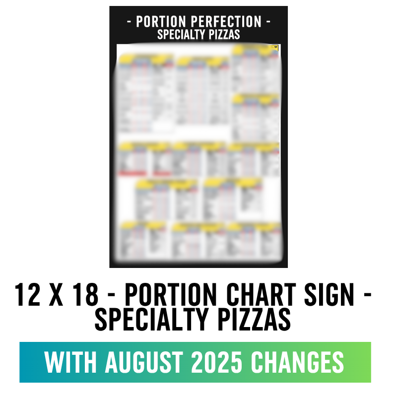 12 X 18 - Portion Chart Sign - Specialty Pizzas