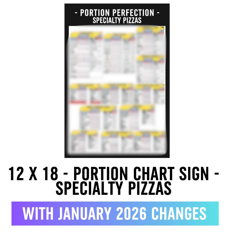 12 X 18 - Portion Chart Sign - Specialty Pizzas