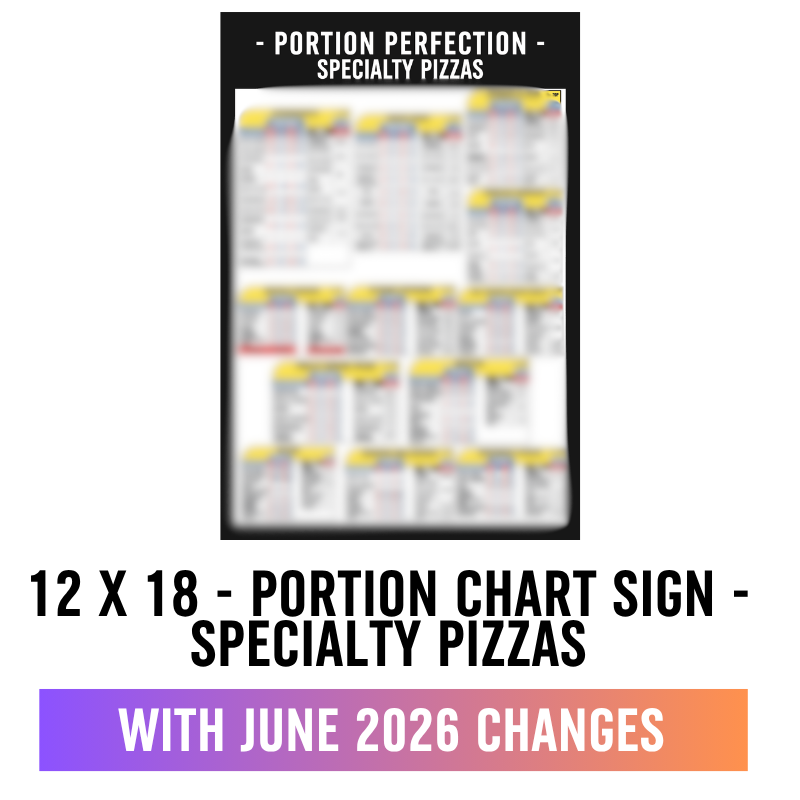 12 X 18 - Portion Chart Sign - Specialty Pizzas