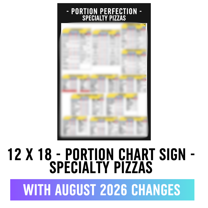 12 X 18 - Portion Chart Sign - Specialty Pizzas