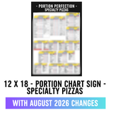 12 X 18 - Portion Chart Sign - Specialty Pizzas