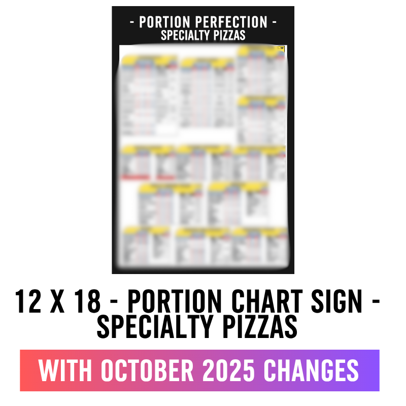 12 X 18 - Portion Chart Sign - Specialty Pizzas