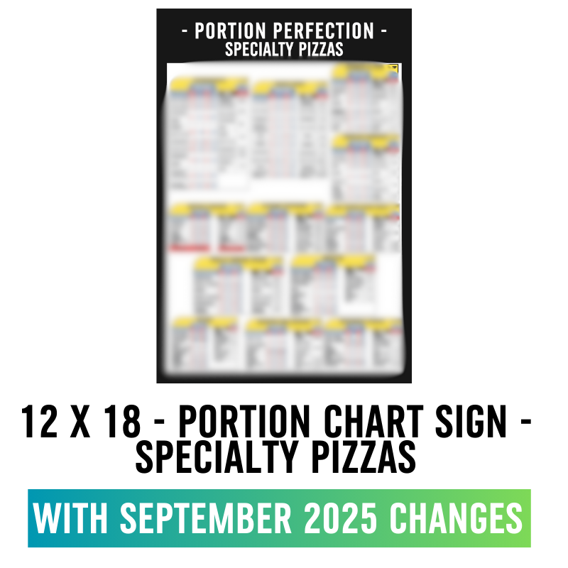 12 X 18 - Portion Chart Sign - Specialty Pizzas