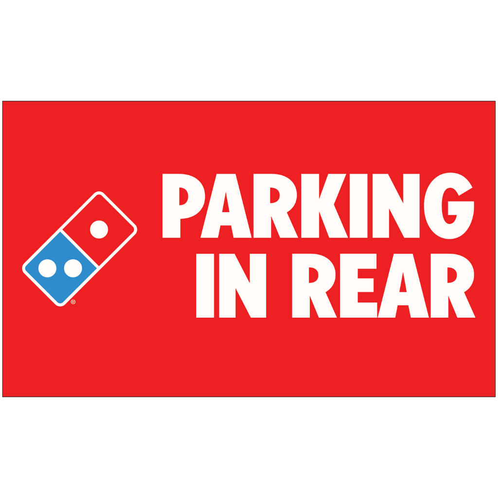 "Parking In Rear" Banner