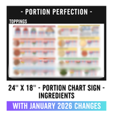 24" x 18" - INGREDIENTS - Portion Chart Sign
