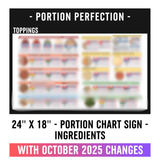 24" x 18" - INGREDIENTS - Portion Chart Sign