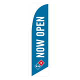 One-Sided Blue Feather Angled "Now Open" Flag