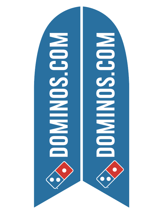 Two-Sided Feather Angled "Dominos.com" Flag