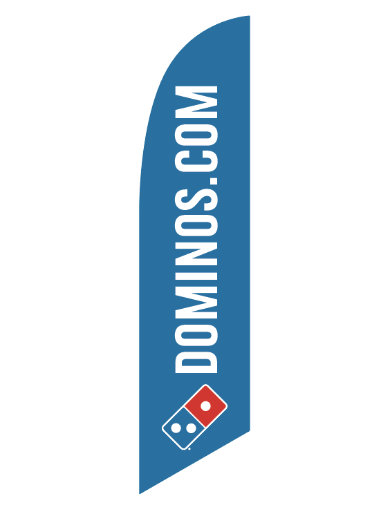 One-Sided Blue Feather Angled "Dominos.com" Flag
