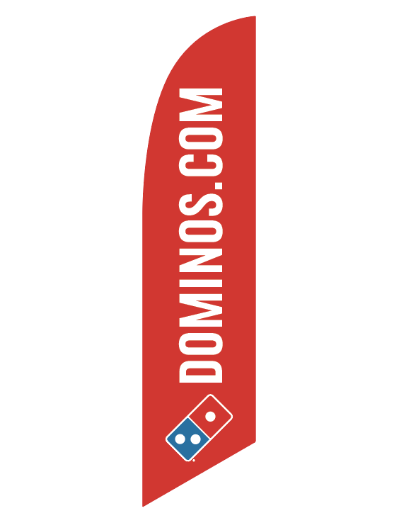 One-Sided Red Feather Angled "Dominos.com" Flag