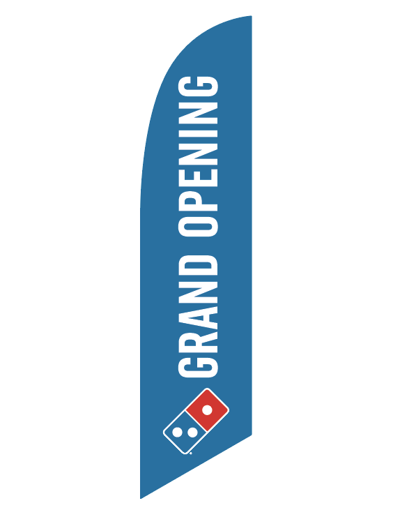 One-Sided Blue Feather Angled "Grand Opening" Flag