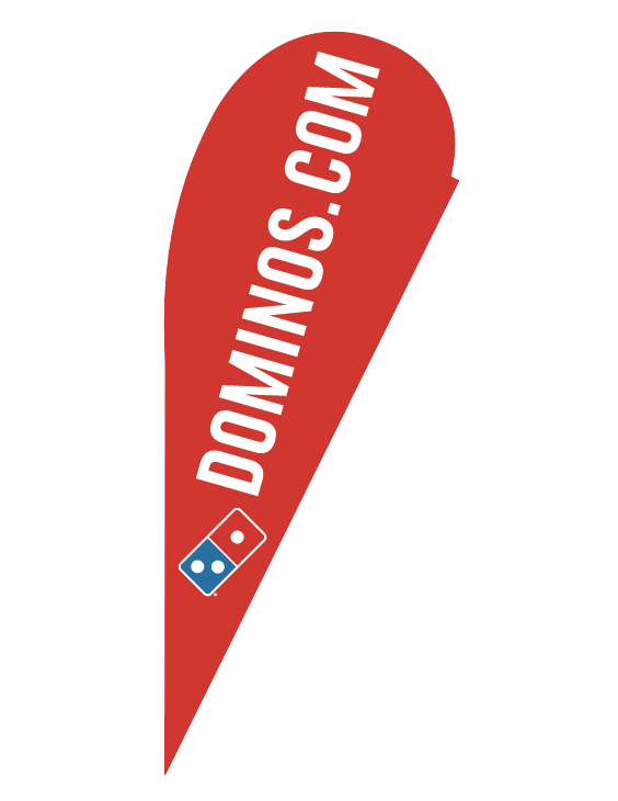One-Sided Red Teardrop "Dominos.com" Flag