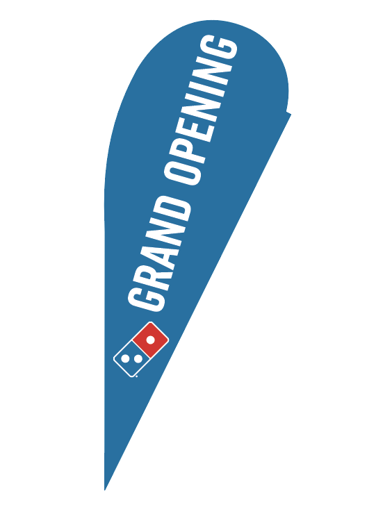 One-Sided Blue Teardrop "Grand Opening" Flag