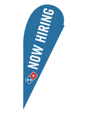 One-Sided Blue Teardrop "Now Hiring" Flag