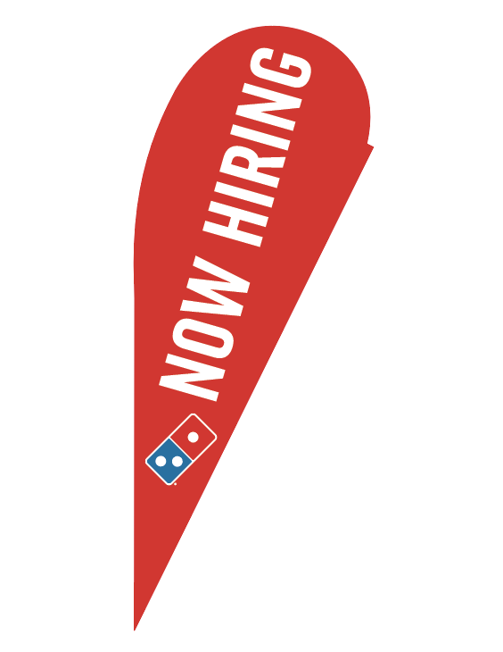 One-Sided Red Teardrop "Now Hiring" Flag