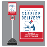 Carside Delivery With QR Code - Roll Post Signs - 12" x 18"