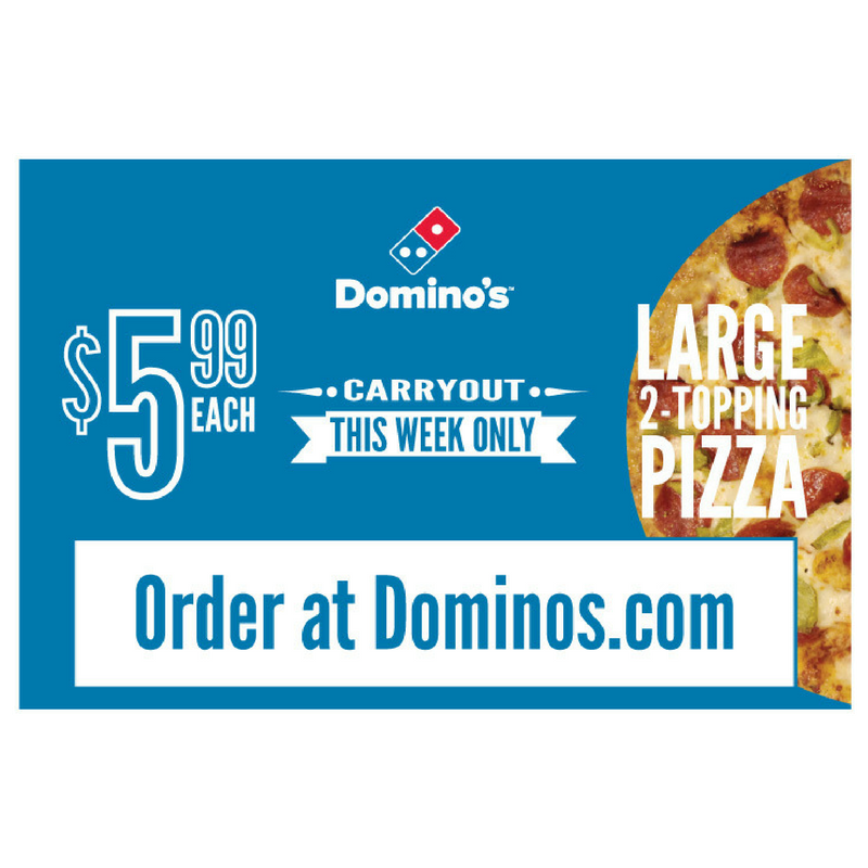 "$5.99 Large 2-Topping Pizza" Pepperoni Banner