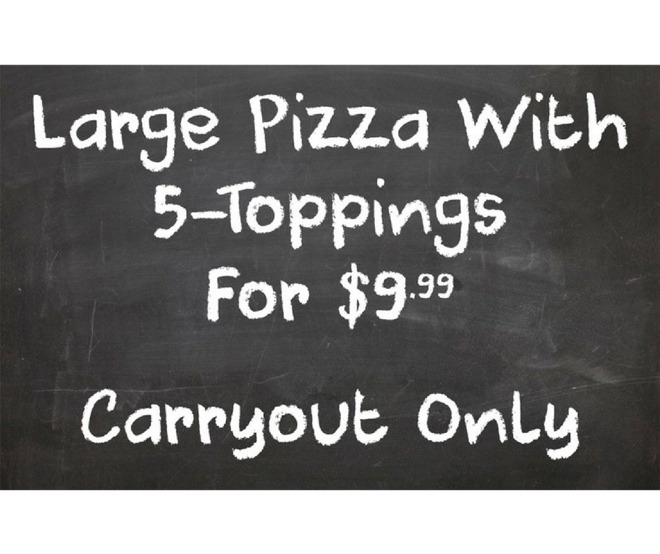 "$9.99 Large 5-Topping Pizza Special" Chalkboard Decal