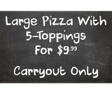 "$9.99 Large 5-Topping Pizza Special" Chalkboard Decal