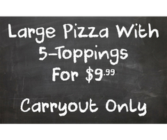 "$9.99 Large 5-Topping Pizza Special" Chalkboard Decal