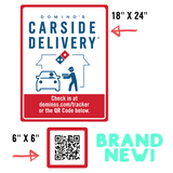 REFLECTIVE - "CARSIDE DELIVERY - CHECK IN WITH QR CODE" CURBSIDE SIGN PACKAGE - 18" X 24"