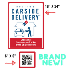 "CARSIDE DELIVERY - CHECK IN WITH QR CODE" CURBSIDE SIGN PACKAGE - 18" X 24"