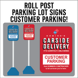 Carside Delivery - Roll Post Signs - Customer Parking - 12" x 18"