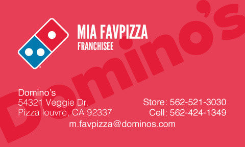 Red "Domino's" Custom Business Cards