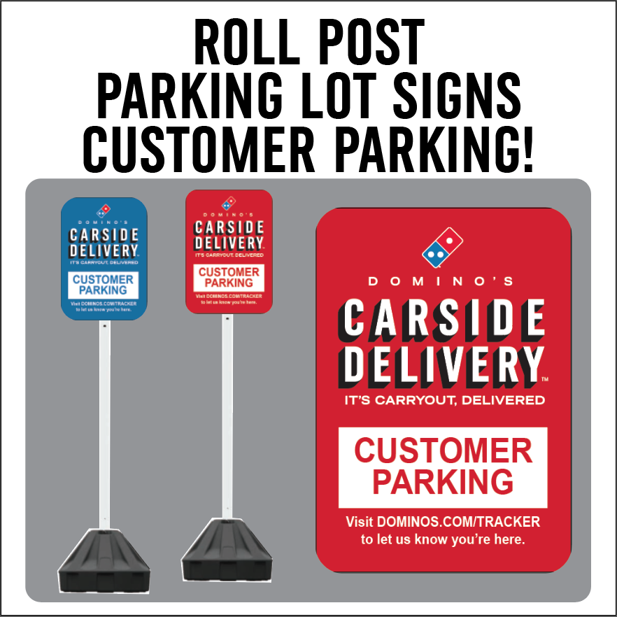 Carside Delivery - Roll Post Signs - Customer Parking - 12" x 18"