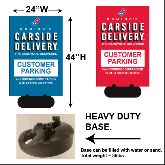 "CARSIDE DELIVERY - CUSTOMER PARKING" SIDEWALK SIGN